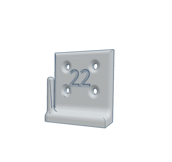 22mm wall mount bracket with four holes for screws and a vertical support arm.
