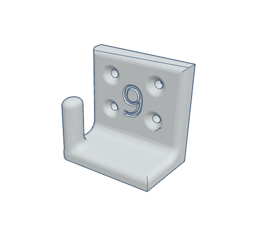 9mm wall mount bracket with three holes for screws and a side hook for support.