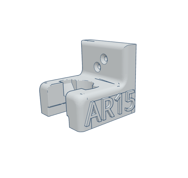 3D rendering of an AR15 wall mount accessory with engraved text.