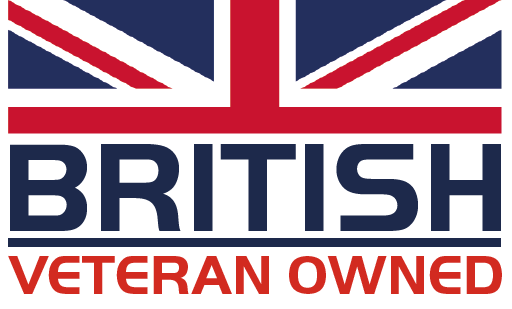 Logo featuring the text 'British Veteran Owned' with a Union Jack background.