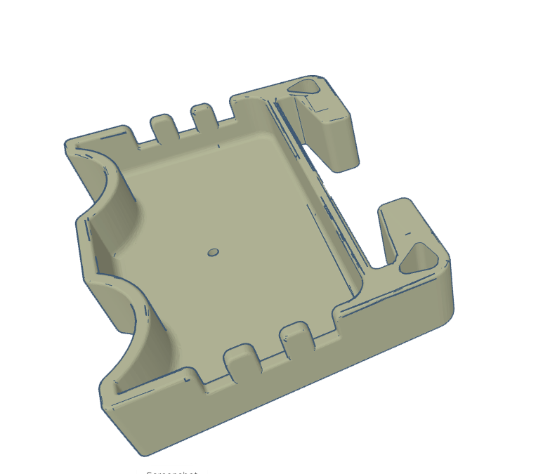 A 3D rendering of a firearms accessory storage tray with compartments for organization.