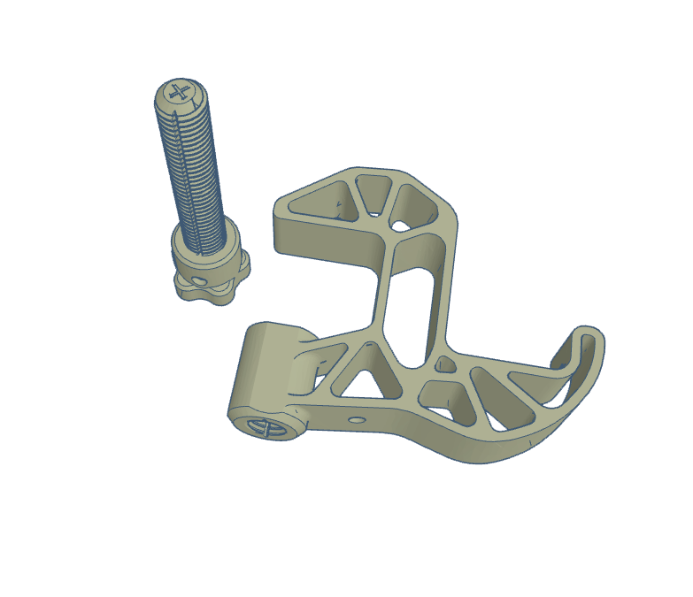 3D rendering of a firearms accessory mounting bracket with a screw.