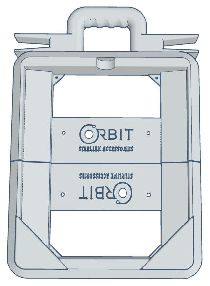 Carrying case for Orbit Starlink accessories with a handle and logo on the interior.