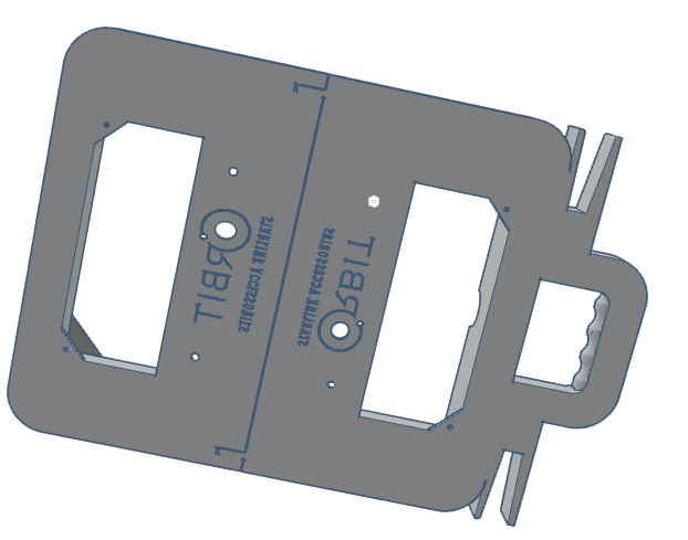 Template for firearms accessory with cutouts and measurement markings.