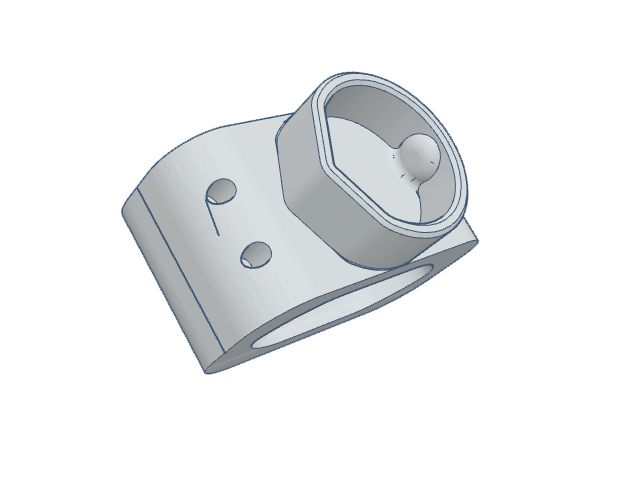 3D rendering of a firearms accessory mounting bracket with a circular attachment point.