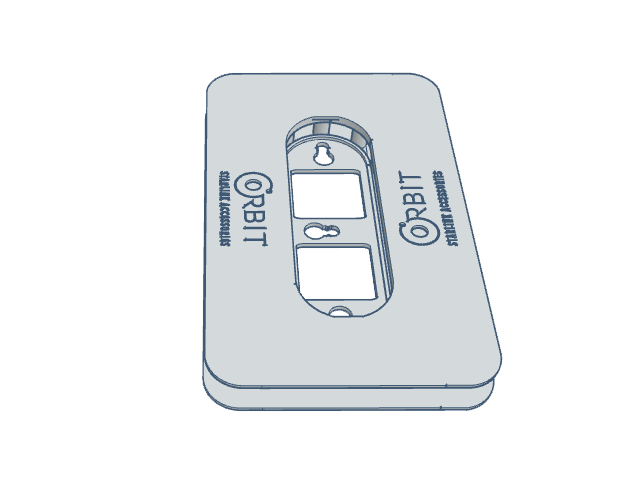 Orbit firearms accessories base plate with two rectangular cutouts and branding.