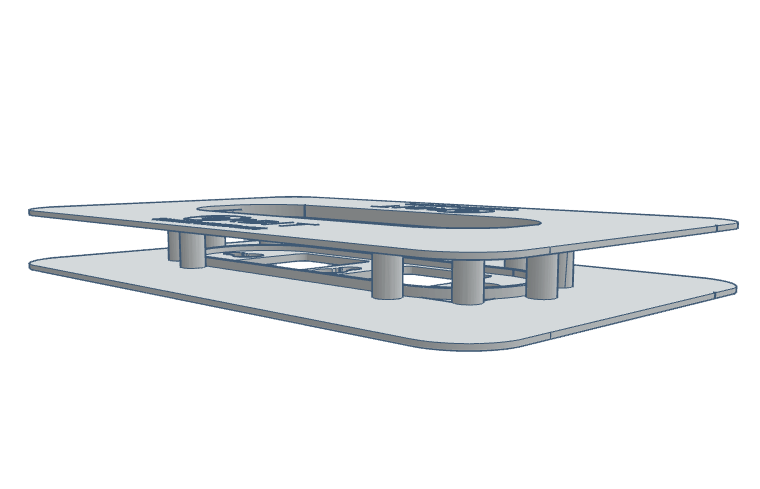 3D rendering of a firearms accessory with a flat base and raised components.