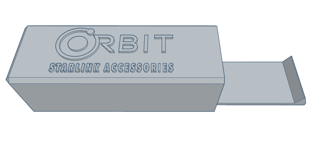 Gray packaging box labeled 'Orbit Starlink Accessories' with a sliding drawer feature.