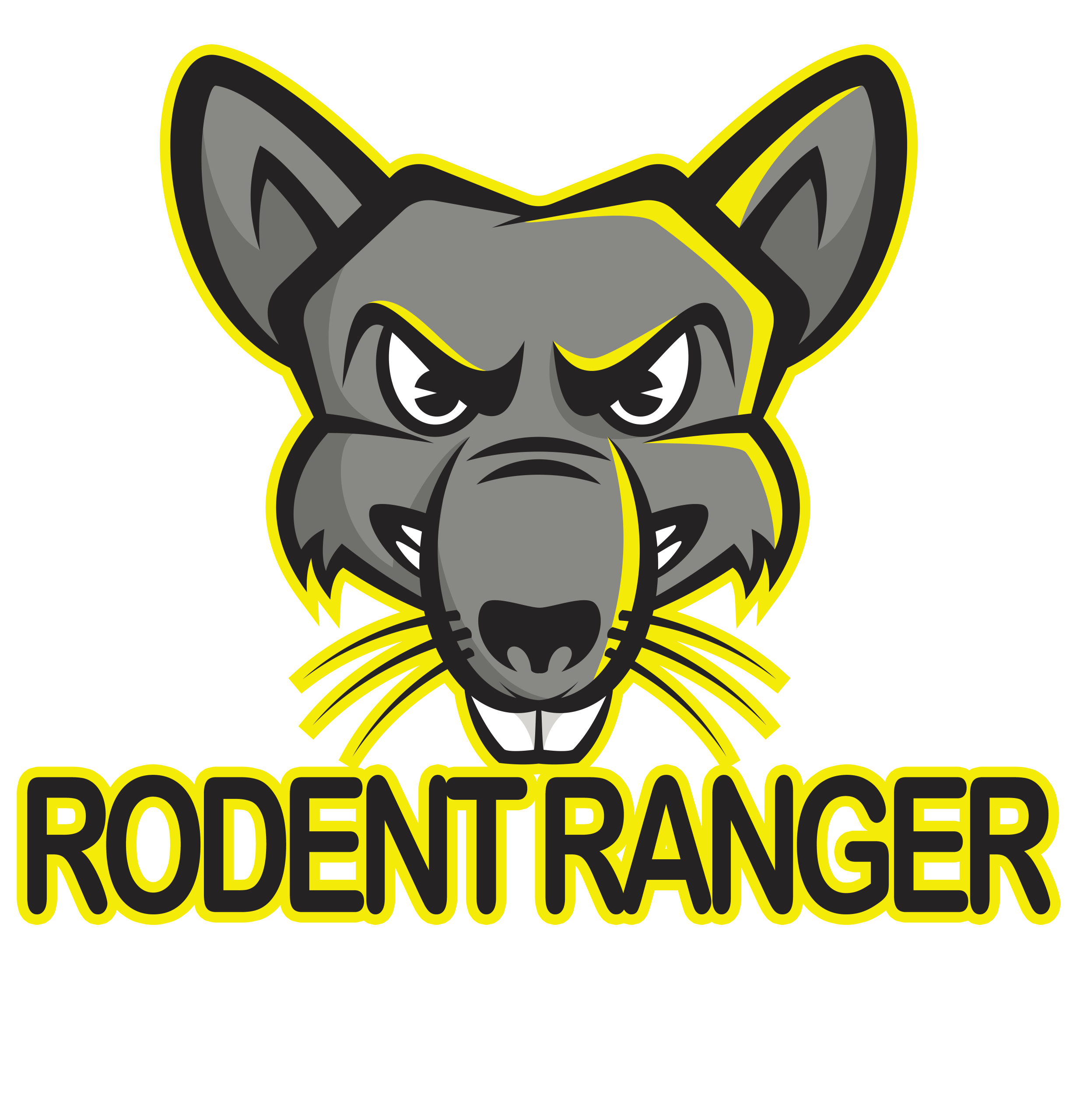 Logo featuring a stylized gray rodent with an aggressive expression and the text 'Rodent Ranger' below.