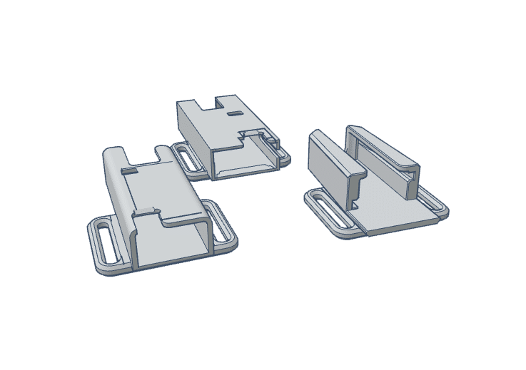 Three firearm accessory components displayed in a 3D illustration view.