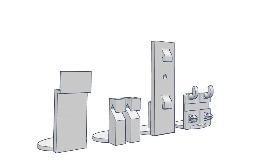 Illustration of multiple firearm accessory components including clips and mounts.