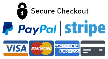 Stripe logo alongside PayPal, Visa, MasterCard, American Express and other payment logos in blue and multicolor styles