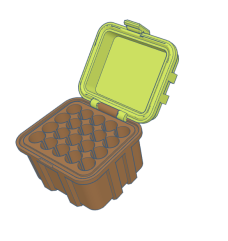 Open seed storage container featuring multiple compartments for organization.