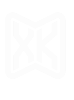 White logo featuring a stylized letter 'X' with angular shapes on a black background.